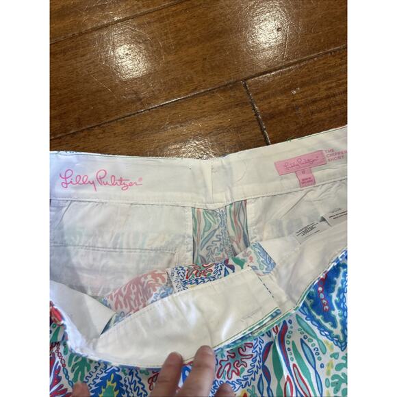 Lilly Pulitzer the Chipper short 8" inseam. Blue Coral green Size 12 - Picture 5 of 7